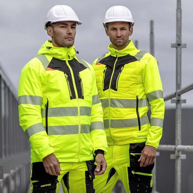 Two workers in hi-vis jackets